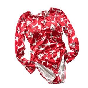 Vince Camuto Swim Women's Coral Floral Rashguard One Piece Swimsuit - Size 10